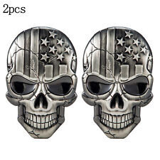 2PCS 3D Racing Metal Skull Skeleton Evil Bone Car Emblem Badge Decal Sticker