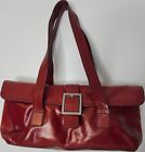 Prague Red 100% Leather Shoulder Bag Handbag 10x6 Black Lining 3 Compartment 