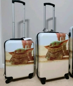 Star Wars Mandalorian Grogu Baby Yoda FUL Hard Rolling Suitcase Luggage 2 pc Set - Picture 1 of 5