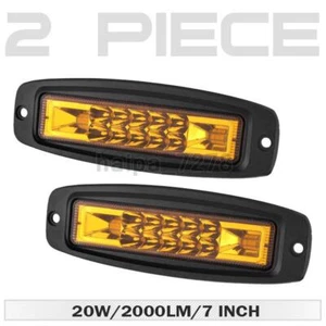 2X 7in Flush Mount Amber LED Work Light Bar Flood Spot Combo Fog Driving Offroad - Picture 1 of 10