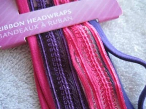 4 Goody Mixed Thin Skinny Mesh Lace Ribbon Elastic Headwraps Head Bands Hot Pink - Picture 1 of 9