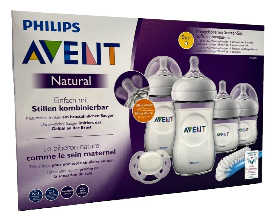 Philips Avent Baby-Fläschchen Starterset 6-teilig Neugeborene SCD301/01 Flaschen - Bild 1 von 4