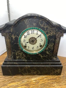 New Haven Clock Company Late 1880s Adamantine Marble Mantel Clock No Key - Picture 1 of 16