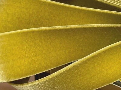 Cinta de terciopelo satinado vintage de rayón 1,5" semilla de mostaza borde tejido 1 yarda Francia Foto 1 de 4