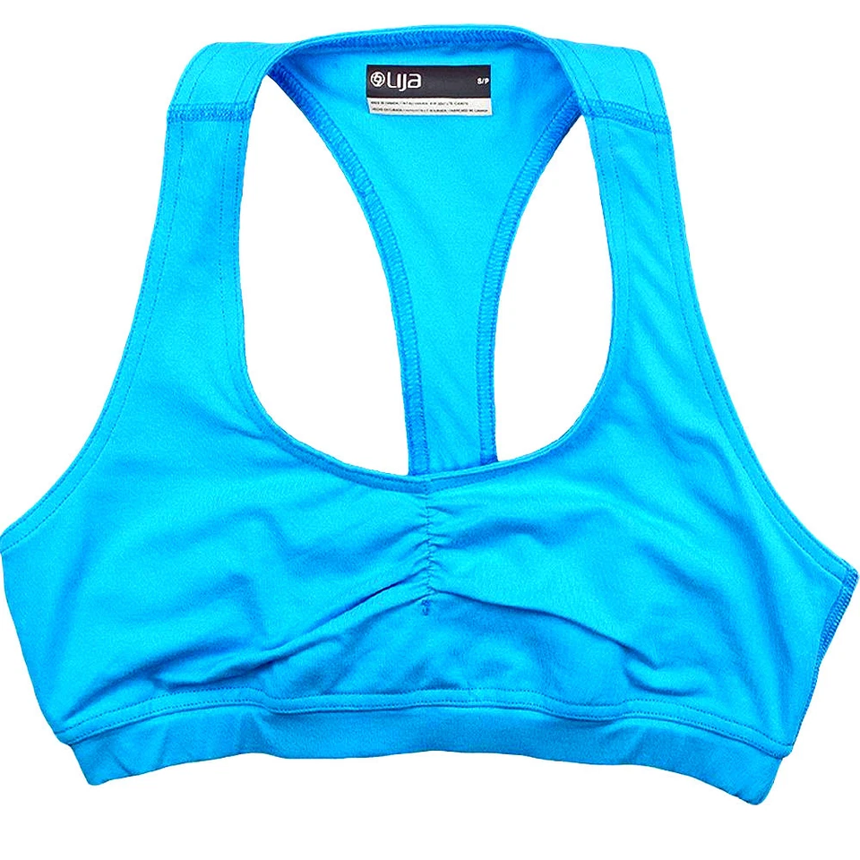 NWT $40 LIJA WOMENS TENNIS GATHERED SPORTS BRA AZURE BLUE XS X-SMALL - Imagem 1 de 1