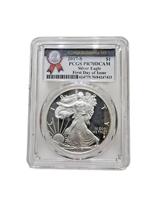 2017-S $1 PCGS PR70DCAM SILVER EAGLE FIRST DAY OF ISSUE Cogratulations Set - Picture 1 of 4