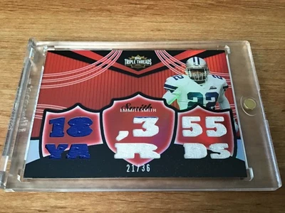 Tarjeta de reliquia de camiseta usada Topps Emmitt Smith 2006. Foto 1 de 3