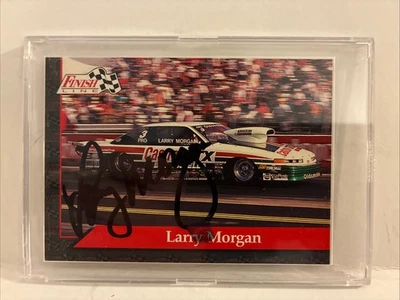 Tarjeta de carreras de arrastre firmada por Larry Morgan NHRA Pro Stock Foto 1 de 2