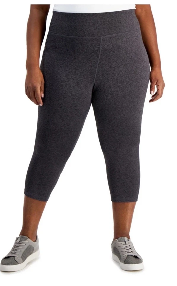 Leggings recortados que absorben la humedad IDEOLOGY para mujer, negro carbón, 3X Foto 1 de 4