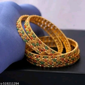 Indian Bollywood Gold Plated Bangles Ethnic Traditional Wedding Jewelry (4Pcs) - Picture 1 of 3