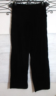 GAP Velour Pants Women's Size 10 Black Straight Leg Pockets - Image 1 of 4