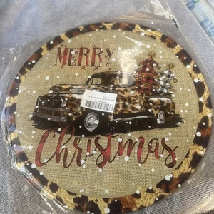 Rundes Metallschild Frohe Weihnachten rund mit LKW. Tolle Weihnachtsdeko!! - Bild 1 von 2