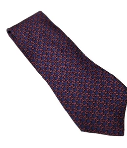 Hermès Silk Necktie 7299 EA Purple Gold Chain Link 100% Silk 56 X 3.5 - Picture 1 of 5