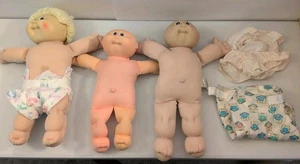 1982 Cabbage Patch Kids Baby Doll Lot Of 3 Bald Yellow Diapers Appalachian Artwo - Picture 1 of 22