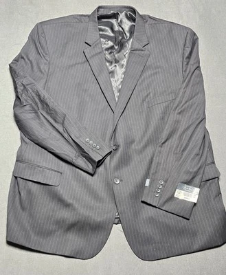 Chaqueta Blazer Pronto Uomo 60 Larga Platino Nueva con Etiquetas Negro Pin Rayas 100% Lana Foto 1 de 4