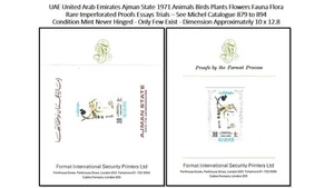 UAE United Arab Emirates Ajman 1971 Birds Flowers Fauna Flora - Rare Proof MNH - Picture 1 of 3