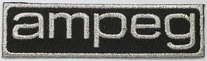 Ampeg Text Aufnäher, mit Vintage Schrift, bestickt, aufbügeln, Musiker, Bands, Amp - Bild 1 von 1