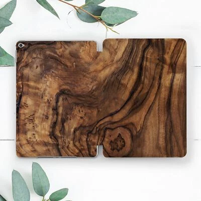 Wood Dark Brown Tree Slice Case For iPad 10.2 Pro 12.9 11 9.7 Air 3 4 5 Mini - Image 1 of 4