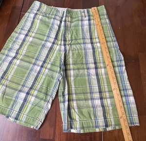Chor Men's 32 Green Plaid 6-Pkt Shorts-Zipper-Button Fly, Drawstring 100% Cotton - Picture 1 of 9