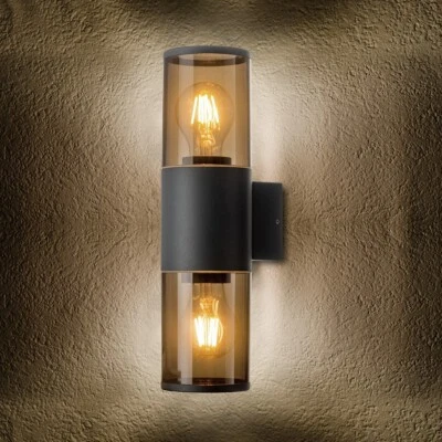 MILI Aussenleuchte Wandleuchte 2x E27 Schwarz matt Aussenlampe  - Bild 1 von 3