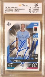 Erling Haaland Autograph Hand Signed Topps Match Attax RPC Graded Mint Condition
