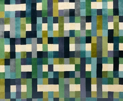 KRAVET COUTURE ABSTRACT MOMENT PEACOCK GEO VELVET EXCLUSIVE FABRIC 1.7 YARD 50"W - Image 1 of 4