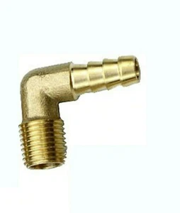 NPT 1/4" Male Brass Elbow 3/8" 9.525mm Hose Barb Tail Thread Fitting Connector - Picture 1 of 1