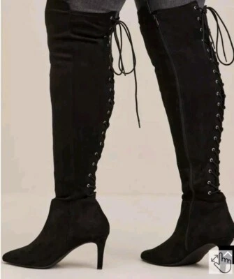 Botas negras tórridas para mujer talla 10WW botas de aguja de pantorrilla ancha sobre la rodilla BONITAS Foto 1 de 4