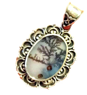 CIONDOLO ARGENTO PENDENTE AGATA DENDRITICA NATURALE! MAGICA CHAKRA CUORE - Immagine 1 di 4