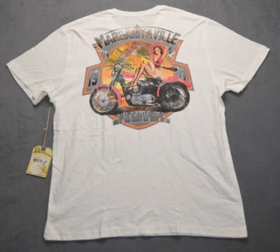 Camisa Margaritaville Bike Week Para Hombre Grande Blanca Gráfico Logo Motocicleta Motociclista Foto 1 de 4