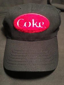 Vintage Rare Coke Adjustable Cap Hat Coca Cola Fuzzy Sewn Patch - Picture 1 of 1