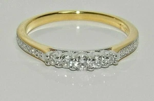 9ct Yellow Gold on Silver 5 Stone Eternity Ring sizes J to V - Simulated Diamond - Picture 1 of 7