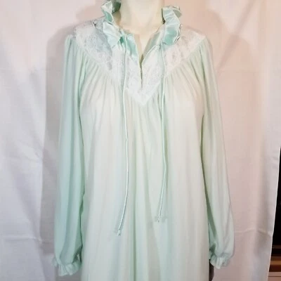 Camisón Franela Cepillado con Suavidad M Azul Claro Sears Encaje Satinado Borde EE. UU. Foto 1 de 4