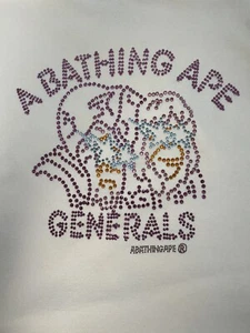 Vintage A Bathing Ape Bape Swarovski Crystal Generals Men’s XL T-Shirt Rare Item - Picture 1 of 19