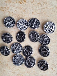 15 Knöpfe  Knopf Ösenknopf Metall Anker Durchm. 1,8 cm - Bild 1 von 10
