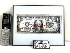Banconota Dollaro Firmata Keith Haring + Autoritratto + Carta POP SHOP Biz - Foto 1 di 5