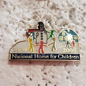 De colección VFW 2008 Hogar Nacional para Niños Invierno Muñeco de Nieve Solapa Sombrero Pin Tie Tac - Imagen 1 de 3