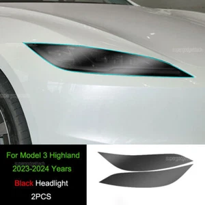 Smoke TPU Headlight Protective Precut Film Sticker For Tesla Model 3 Highland - Picture 1 of 11