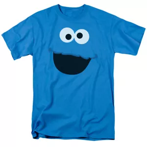 Sesame Street Cookie Monster Face T Shirt Mens Licensed Classic TV Turquoise - Picture 1 of 2