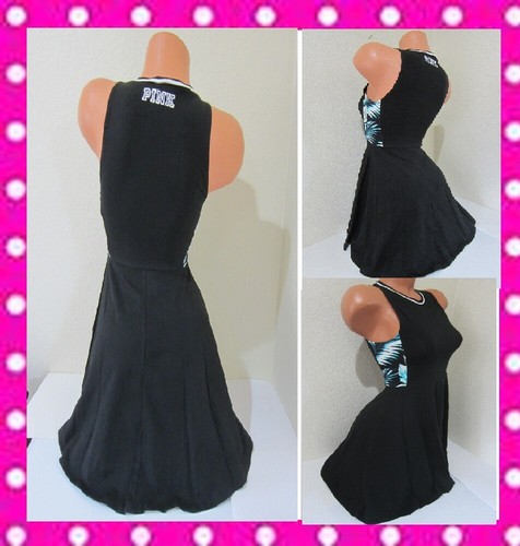 UNDERCOVER Abito mini skater Victoria Secret rosa NERO palma tropicale LOGO XS SVASATO COPRICOSTUME