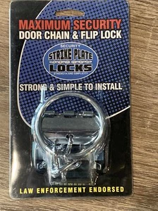 Strike Plate Locks Maximum Security Door Chain & Flip Lock, Nickel - Picture 1 of 8