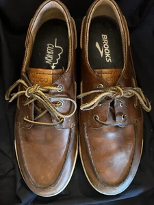 Ecco Boat Shoes Men’s Sz 10.5M Brown Nubuck Leather Lace-up 3-eye casual - Picture 1 of 10