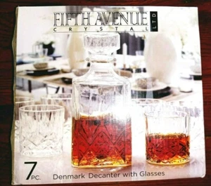 JARRA CRISTAL QUINTA AVENIDA 7 PIEZAS DINAMARCA CON 6 VASOS NUEVA EN CAJA - Imagen 1 de 3