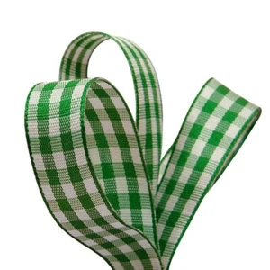 3/8" Width Green and White Gingham Grosgrain Ribbon - 25 Yards (57018761) - Picture 1 of 1