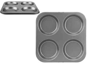 Chef Aid 4 Large Muffin Yorkshire Pudding Mould Cupcake Baking Tray Bakeware New - Picture 1 of 8