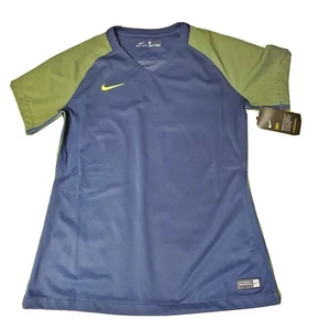 Nike Women's Short Sleeve Dri-Fit Shirt FTBLL/SOCC 880476-410 Blue/Green Large - Picture 1 of 3