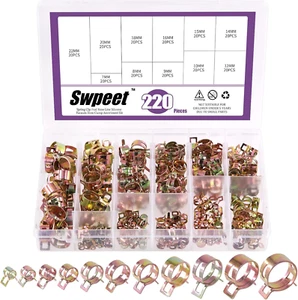 220Pcs 11 Sizes 7-22Mm Spring Band Type Action Hose Clamps Pipe Clamp Assortment - Picture 1 of 7