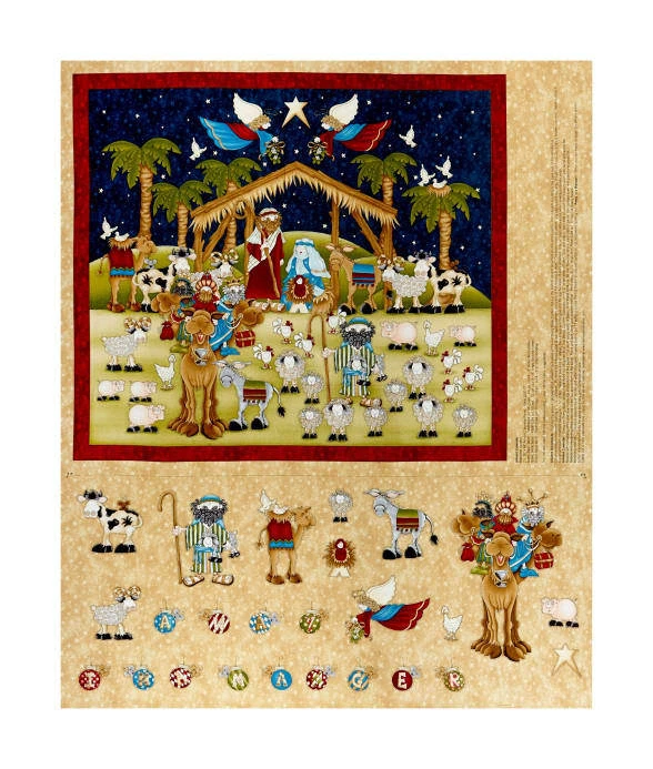 Belén de Navidad Proyecto de Adviento Tela de Algodón por Henry Glass Fabrics Panel de 35" Foto 1 de 1