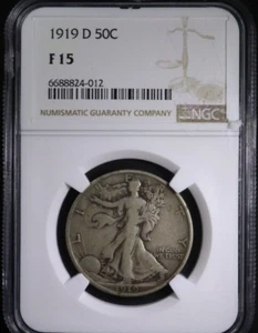 1919 D Walking Liberty Half Dollar NGC F15 - Picture 1 of 4