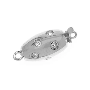 Rhodium Plated Box Clasp - Tapered Tube Shape With 12 SWAROVSKI Crystals - Picture 1 of 2